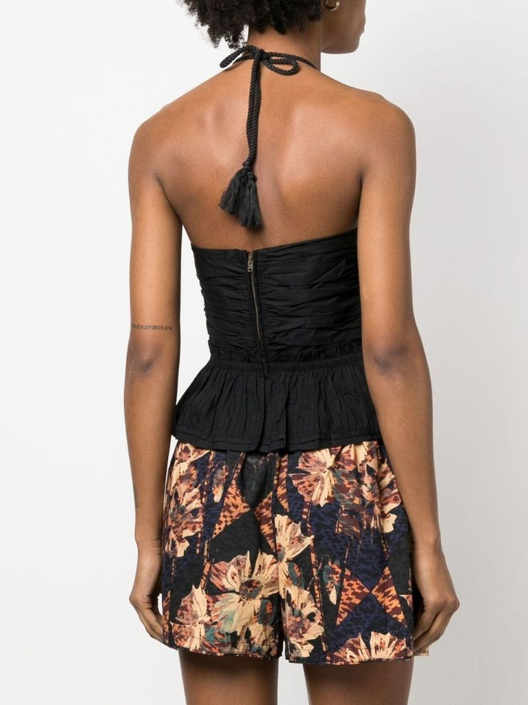 Black Adaleigh Ruched Halteneck Top