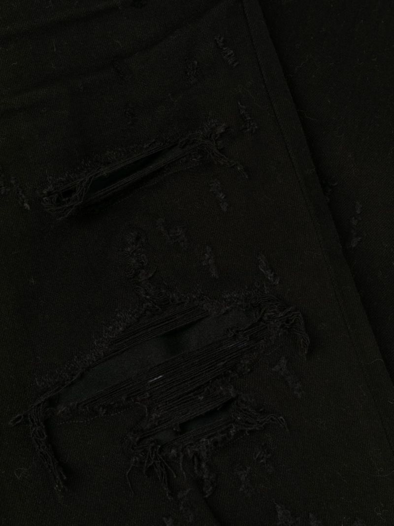 Black Serif Logo Distressed Skinny Jeans