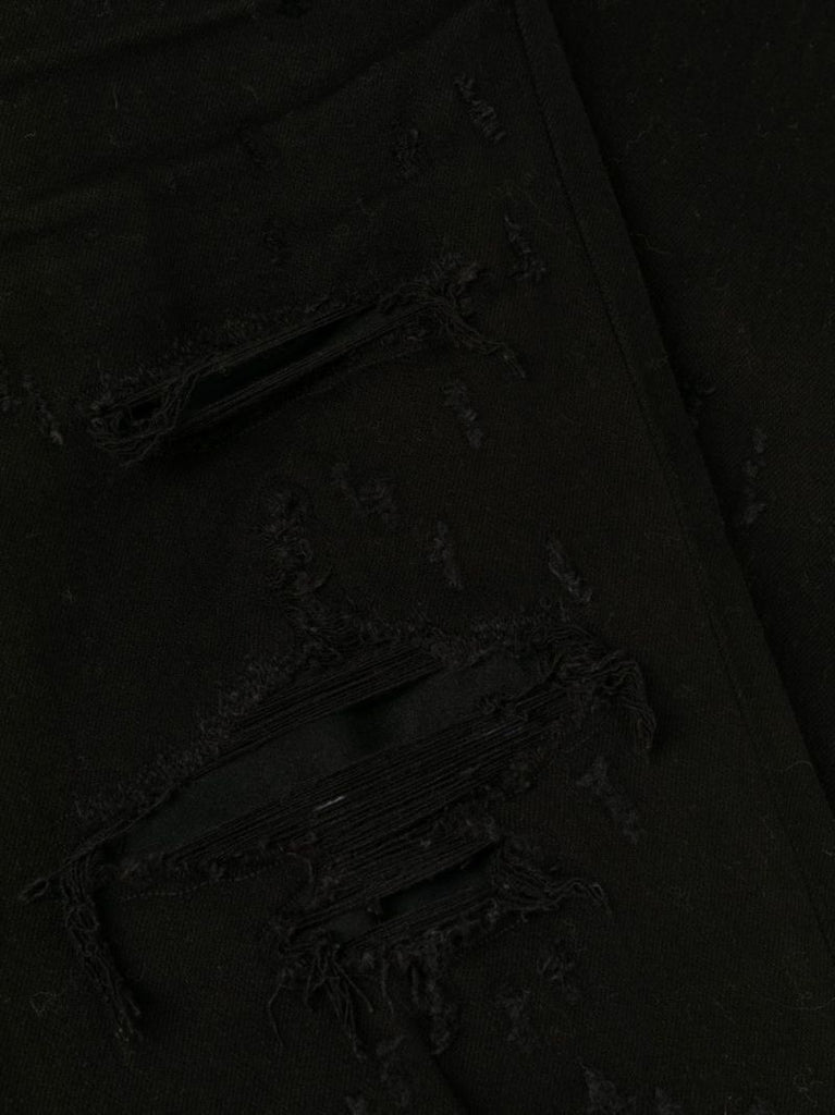 Black Serif Logo Distressed Skinny Jeans