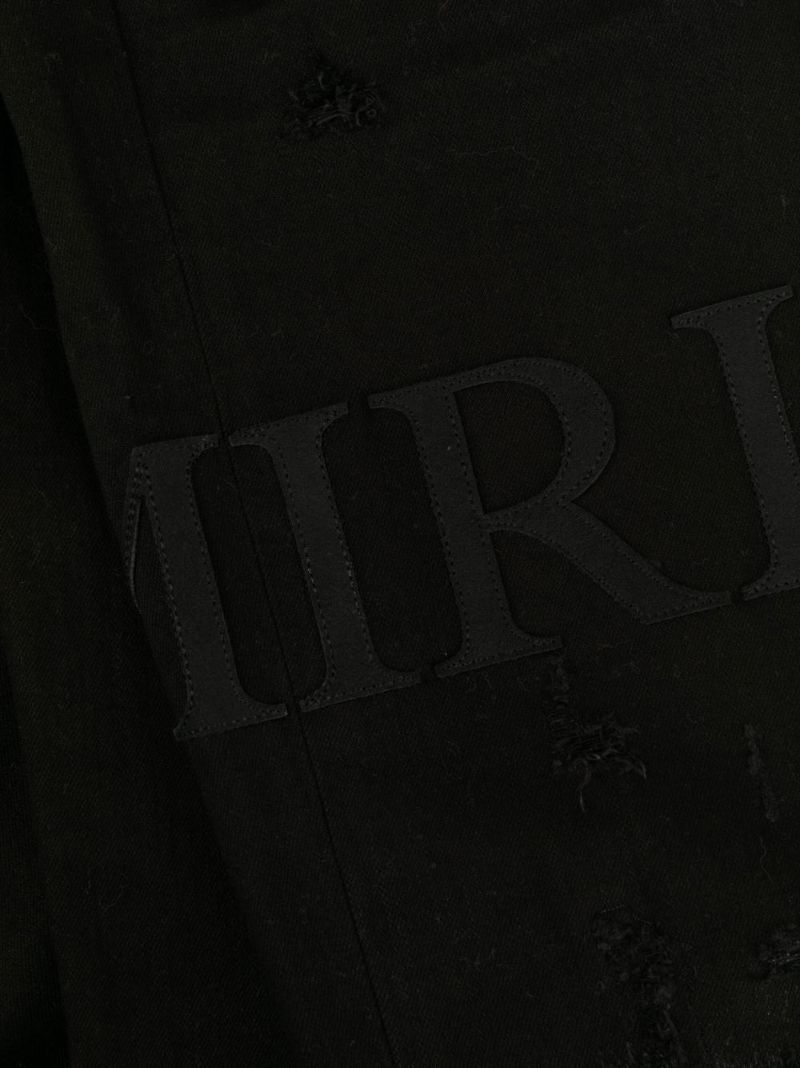 Black Serif Logo Distressed Skinny Jeans