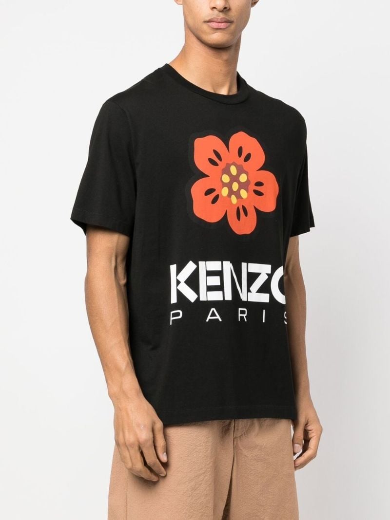 Black Boke Flower Logo Print T-shirt