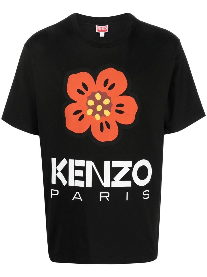 Black Boke Flower Logo Print T-shirt