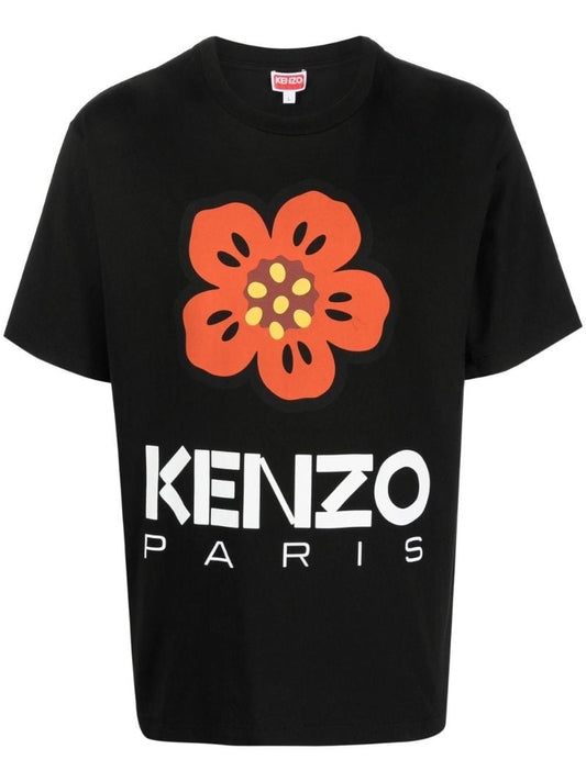 Black Boke Flower Logo Print T-shirt