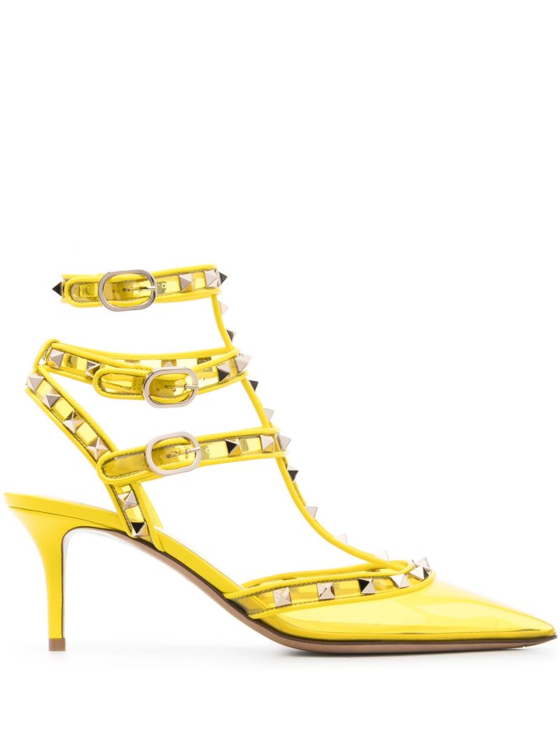 Yellow Rockstud 60 Leather Pumps
