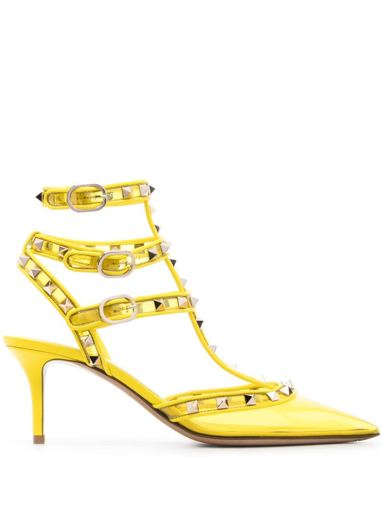 Yellow Rockstud 60 Leather Pumps
