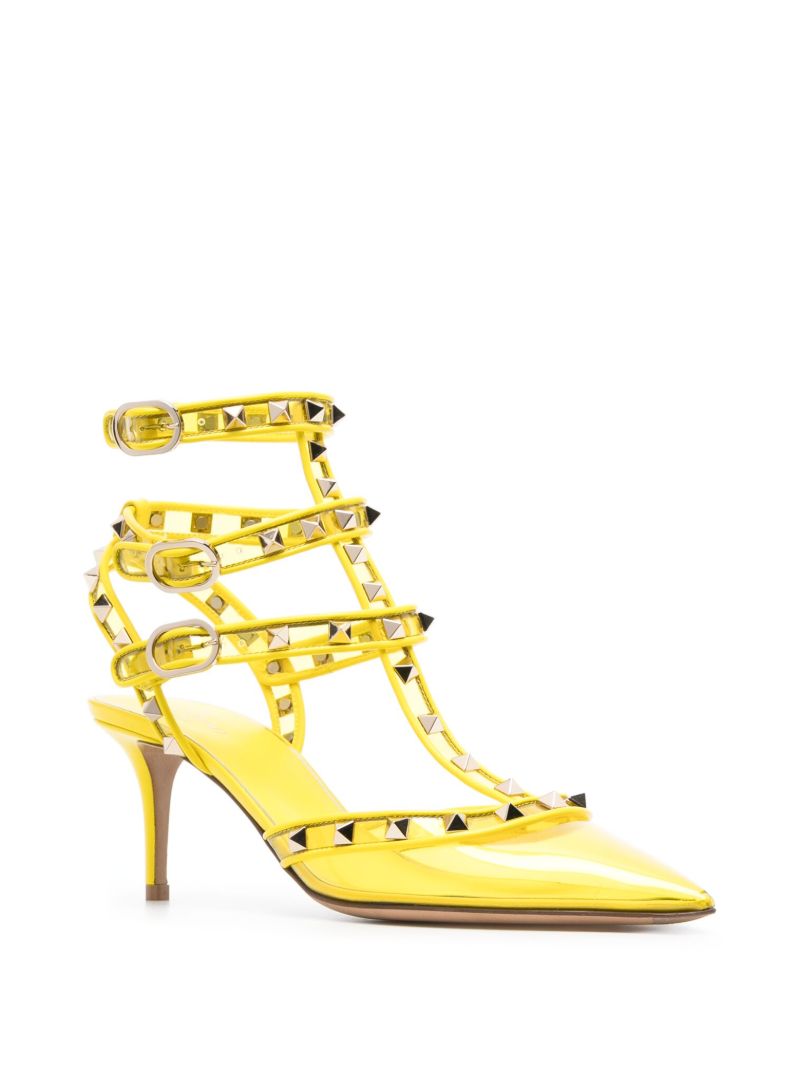 Yellow Rockstud 60 Leather Pumps