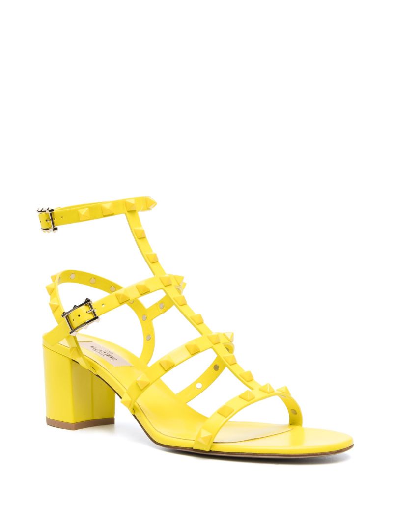 Yellow Rockstud 60 Caged Leather Sandals