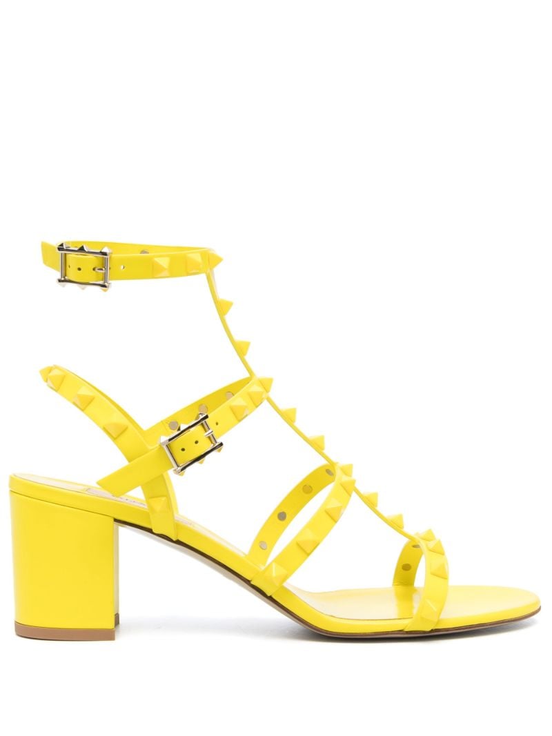 Yellow Rockstud 60 Caged Leather Sandals