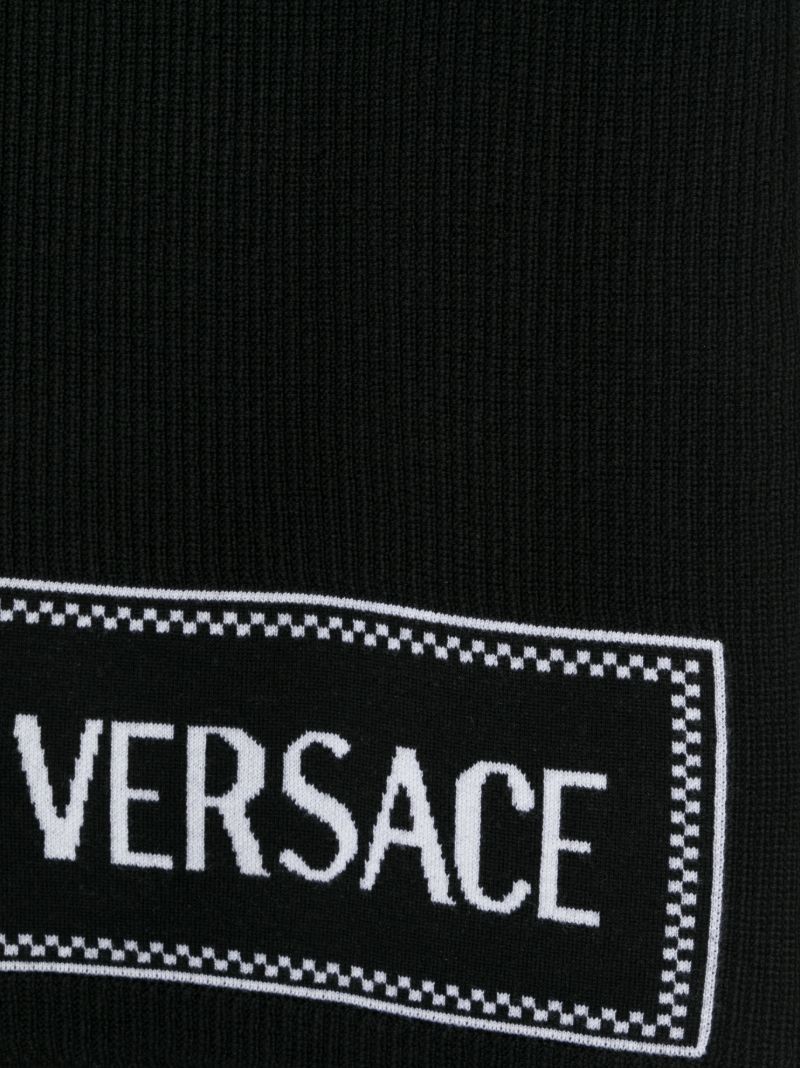 Black Logo Intarsia Wool Scarf