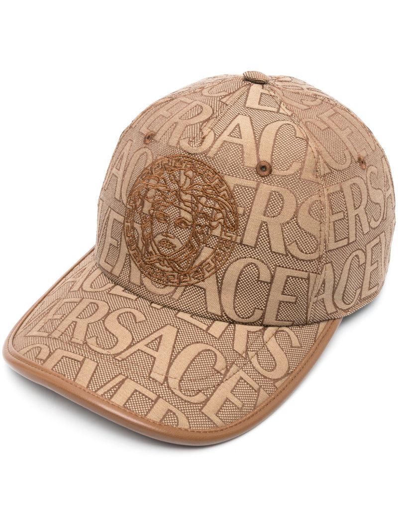 Brown Allover Logo Medusa Head Cap