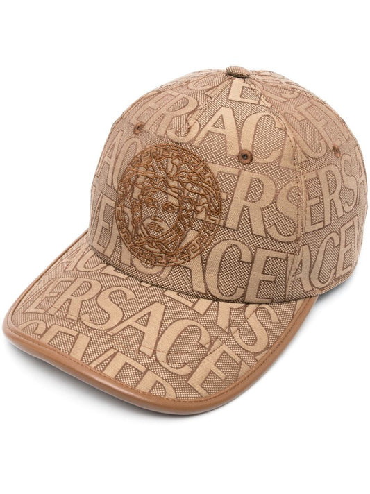 Brown Allover Logo Medusa Head Cap