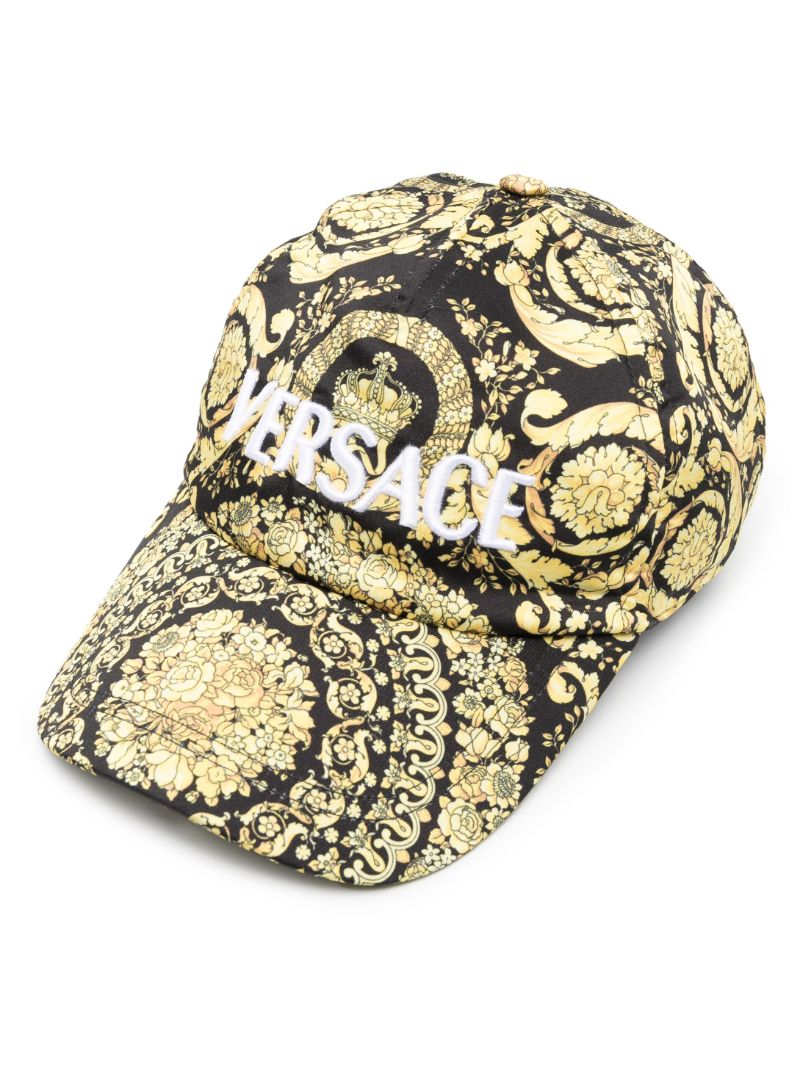 Black Barocco Print Cap