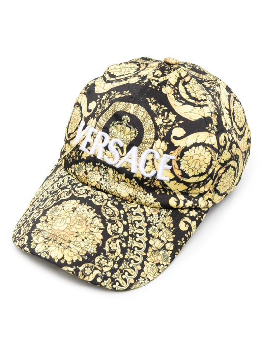 Black Barocco Print Cap