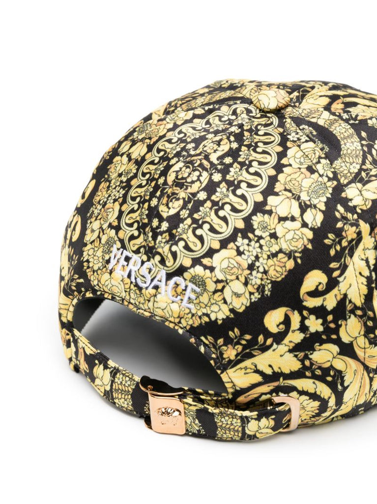 Black Barocco Print Cap