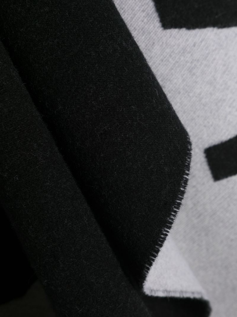 Black Logo Intarsia Merino Wool Scarf