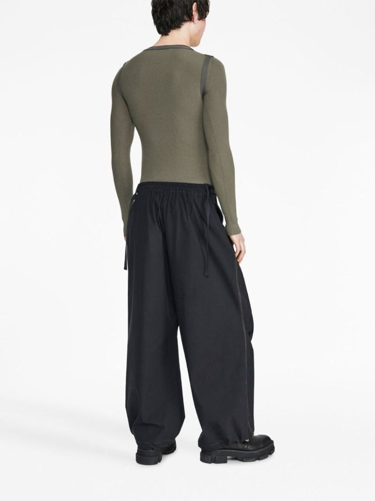 Black Oversized Flight Wide-leg Trousers