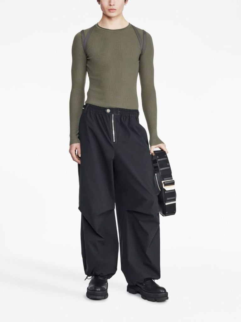 Black Oversized Flight Wide-leg Trousers
