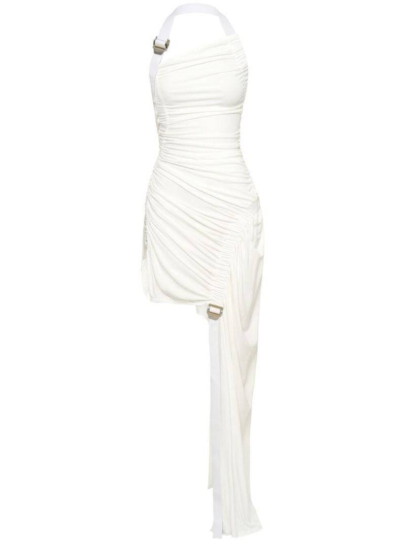 White Draped Asymmetric Dress