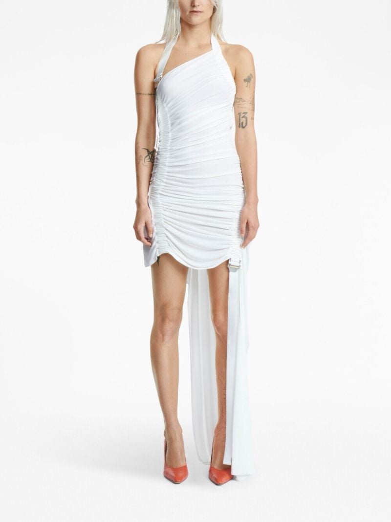 White Draped Asymmetric Dress
