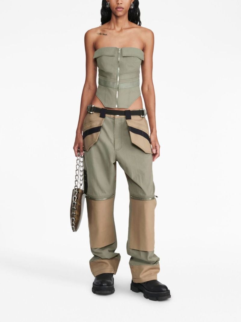 Green Workwear Zip-up Corset Top