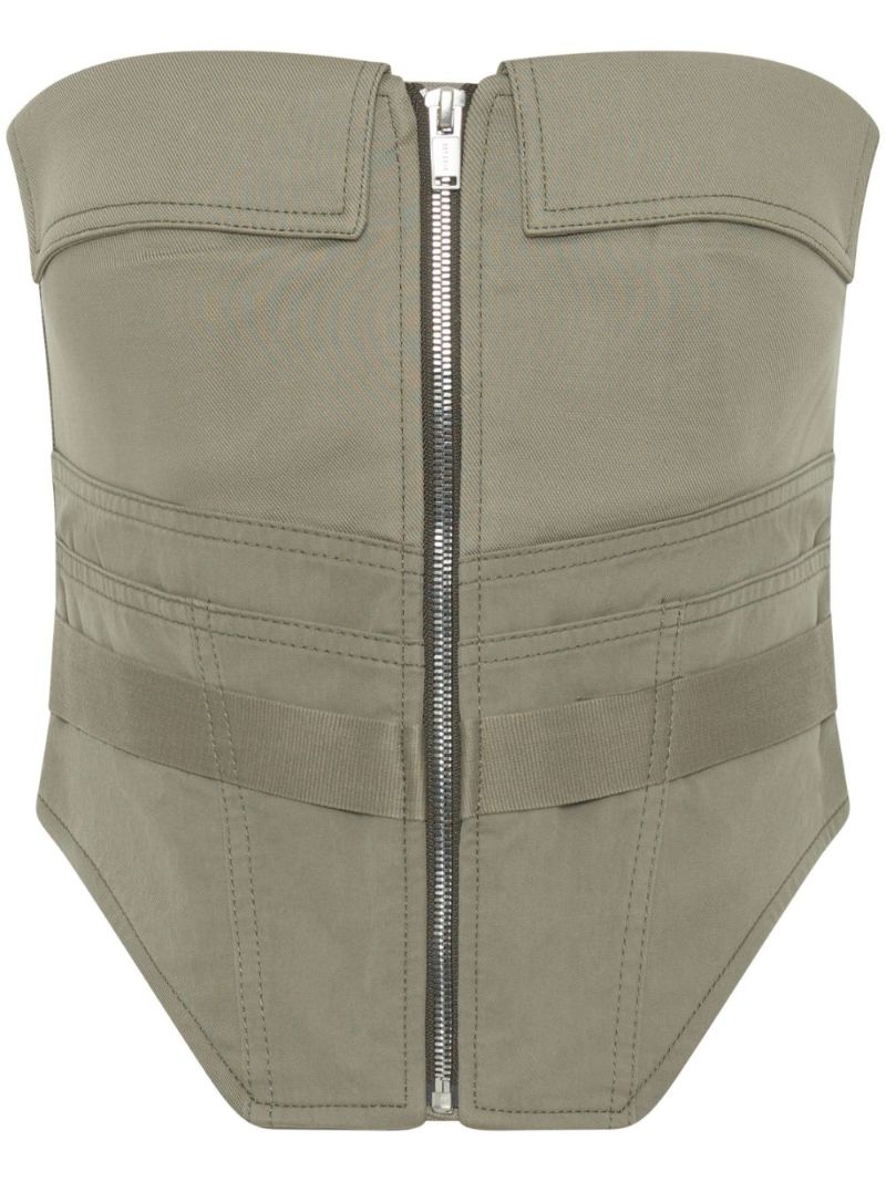 Green Workwear Zip-up Corset Top