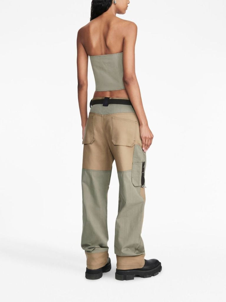 Green Workwear Zip-up Corset Top