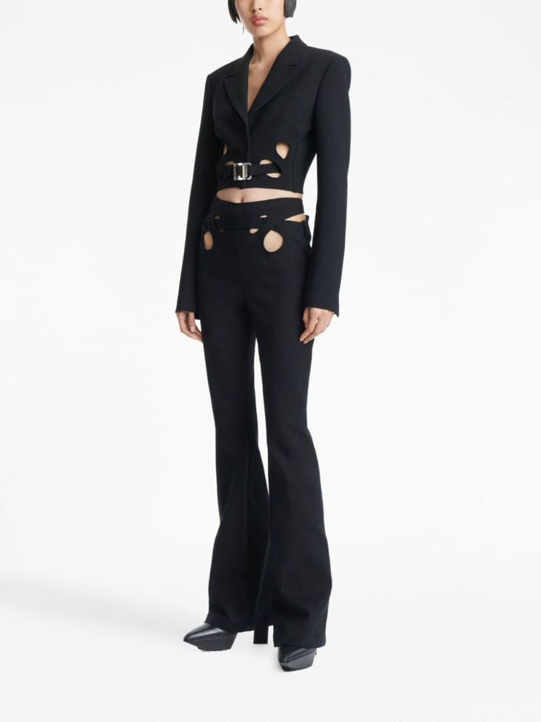 Black Interloop High-waisted Flared Trousers
