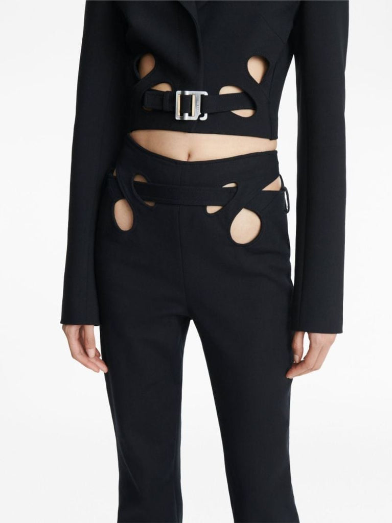 Black Interloop High-waisted Flared Trousers