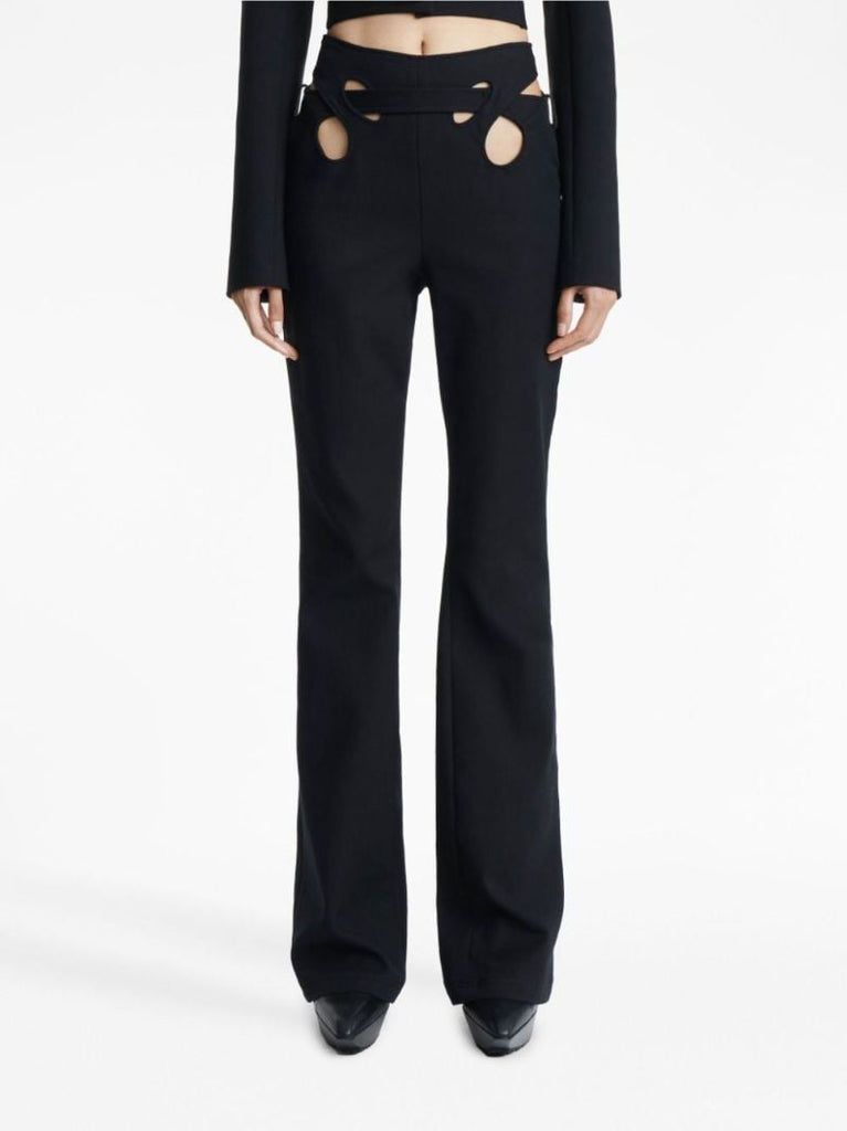 Black Interloop High-waisted Flared Trousers