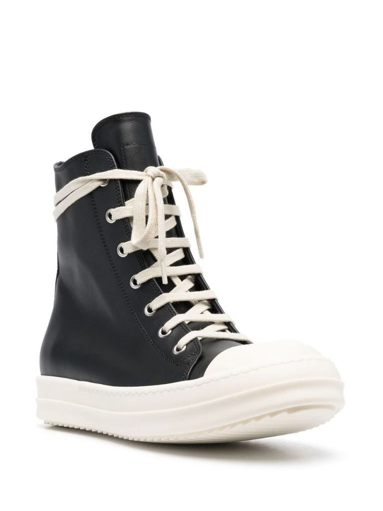 Black High-top Leather Sneakers