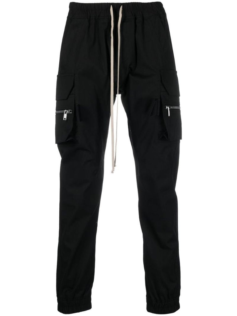 Black Mastodon Cotton Cargo Trousers