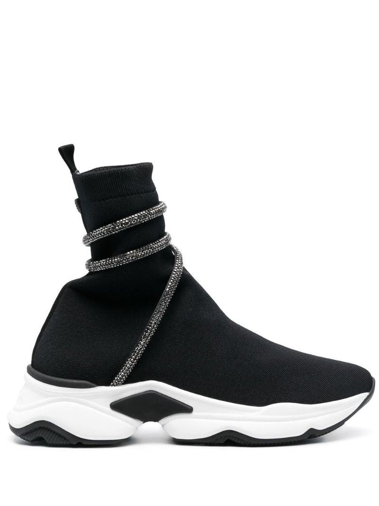 Black Cleo Crystal-embellished Sock Sneakers