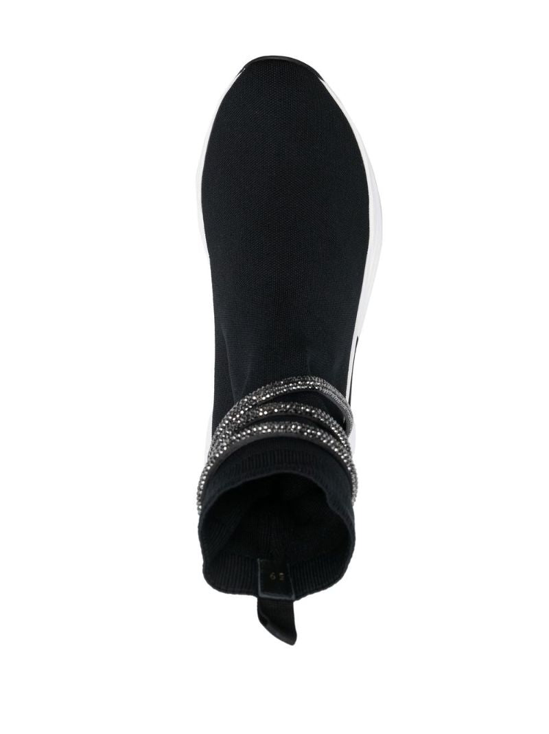 Black Cleo Crystal-embellished Sock Sneakers