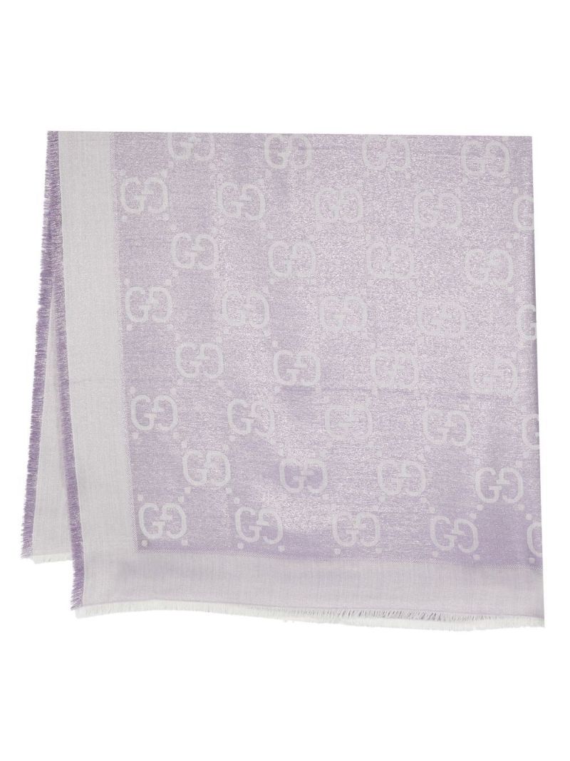 Purple Gg Monogram Jacquard Scarf