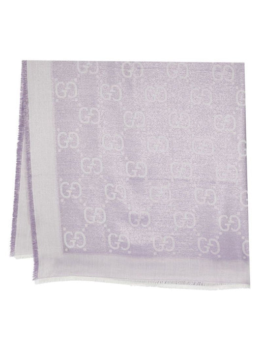 Purple Gg Monogram Jacquard Scarf