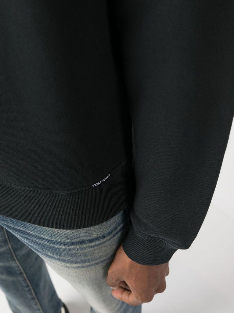 Black Crew-neck Cotton Sweatshirt