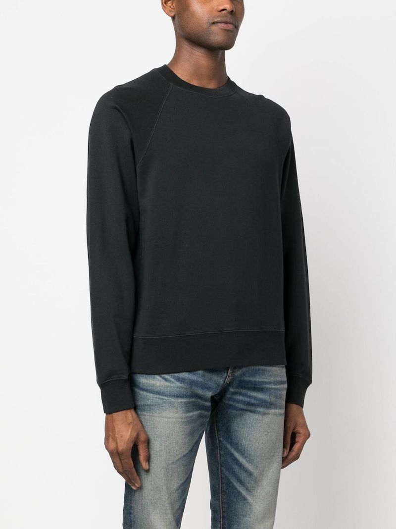 Black Crew-neck Cotton Sweatshirt