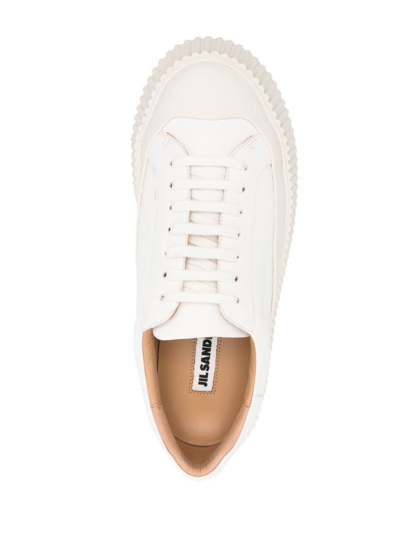 White Leather Flatform Sneakers