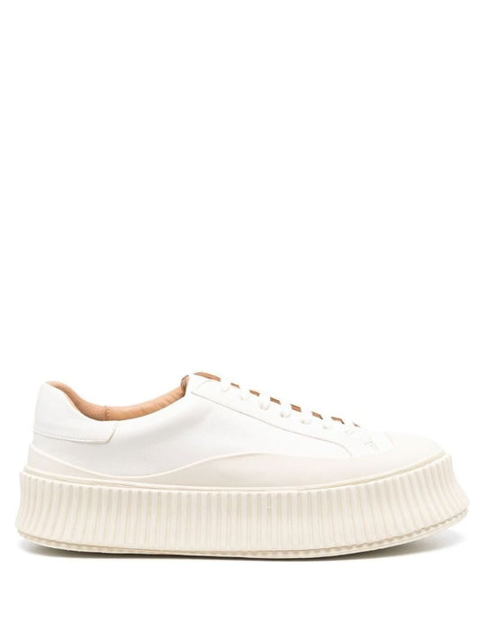 White Leather Flatform Sneakers