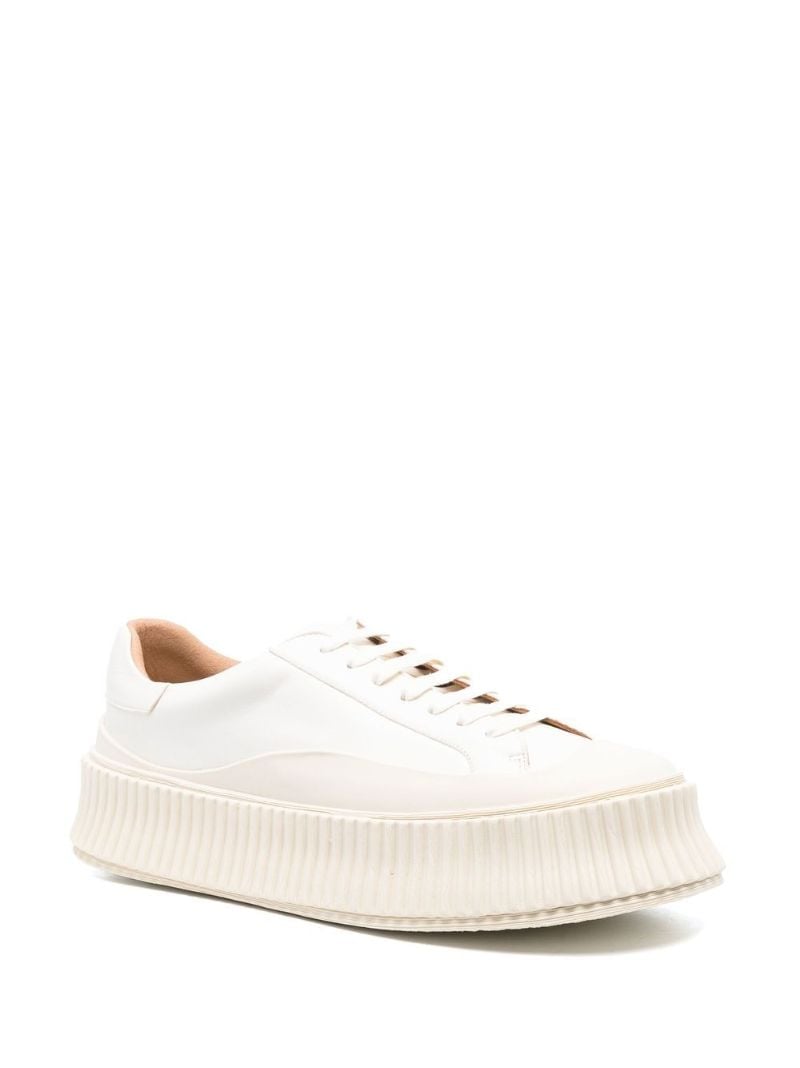 White Leather Flatform Sneakers