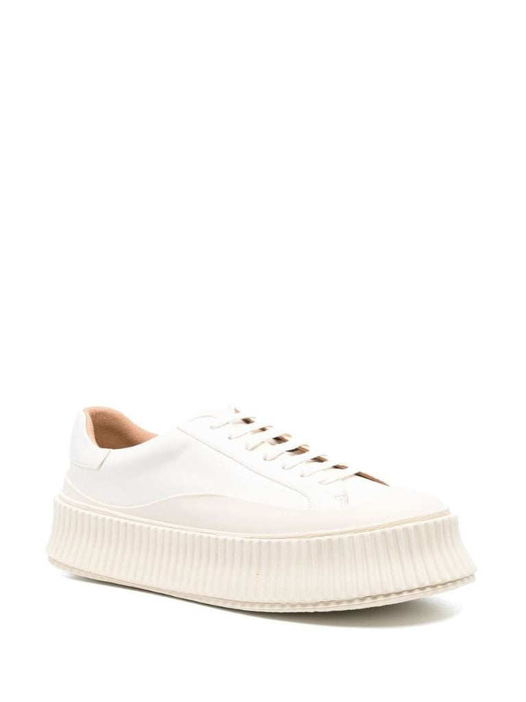 White Leather Flatform Sneakers