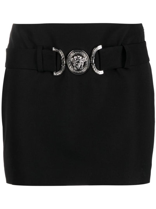 Black Medusa Biggie Wool Mini Skirt
