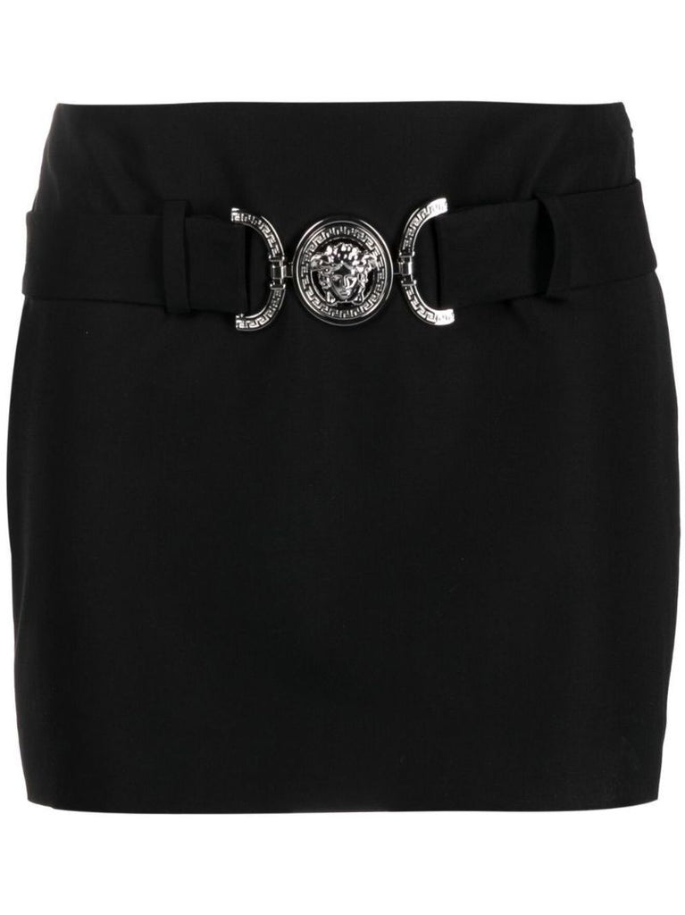 Black Medusa Biggie Wool Mini Skirt