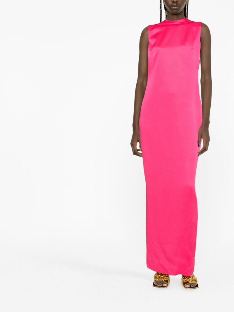 Pink Draped-back Maxi Dress