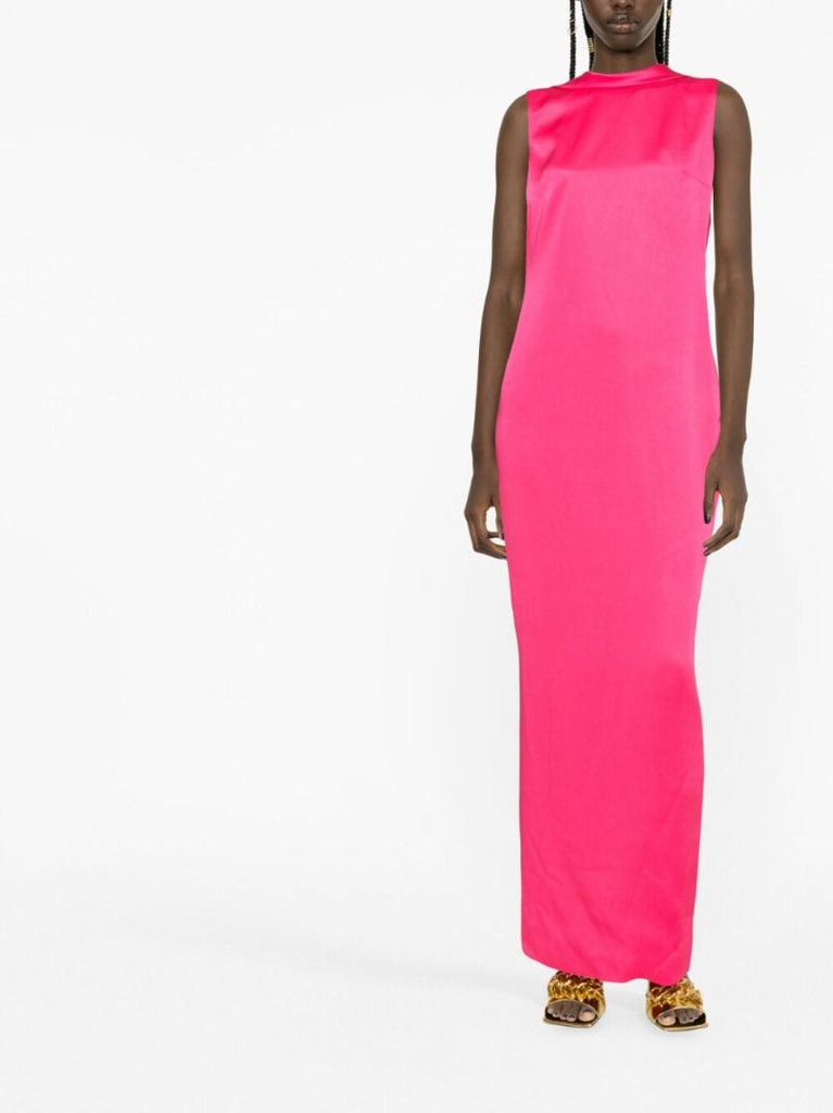 Pink Draped-back Maxi Dress