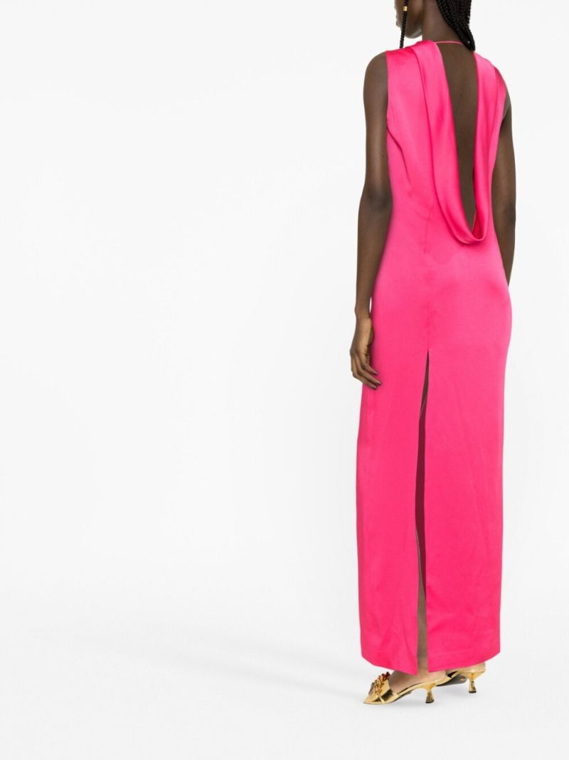Pink Draped-back Maxi Dress