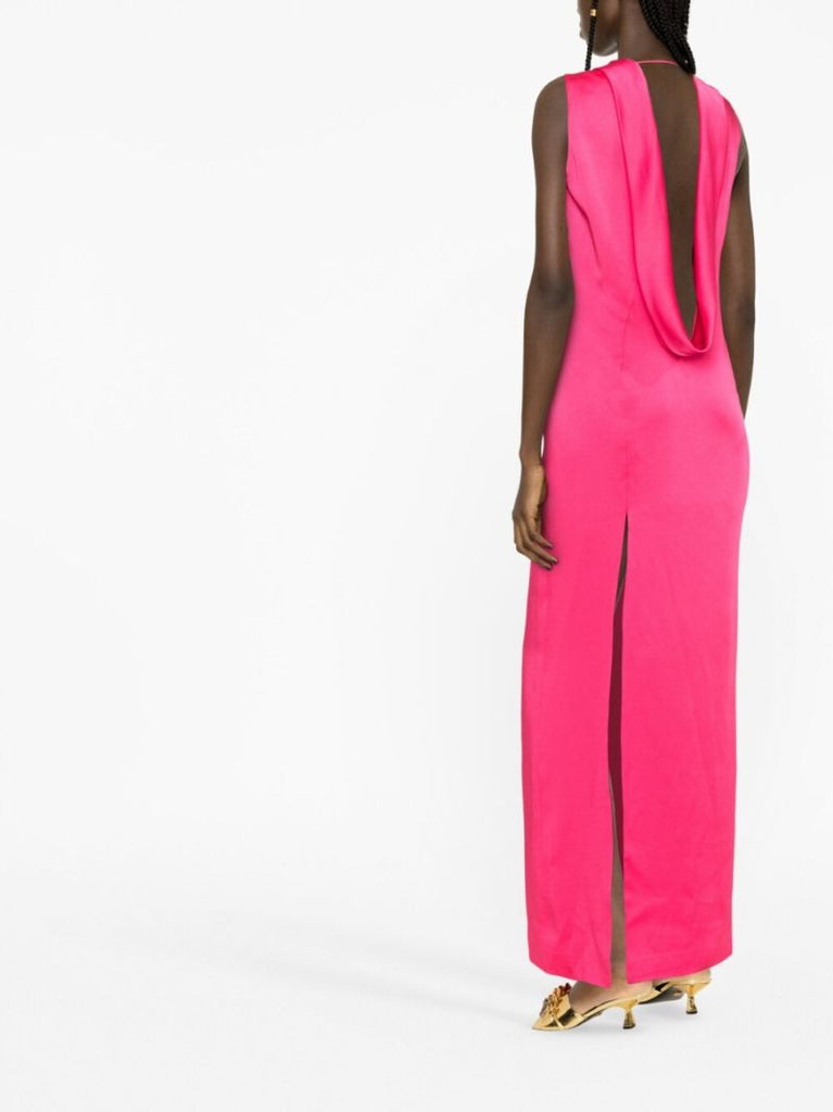 Pink Draped-back Maxi Dress