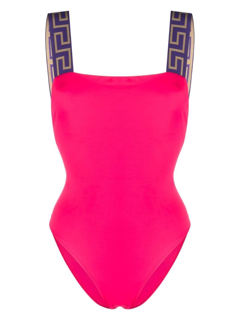 Pink Greca Scoop Back Swimsuit
