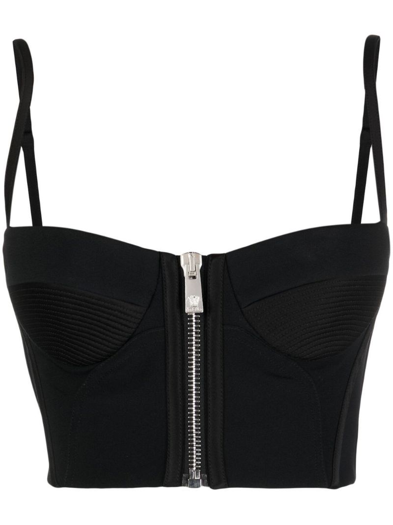 Black Zip-up Bralette Top