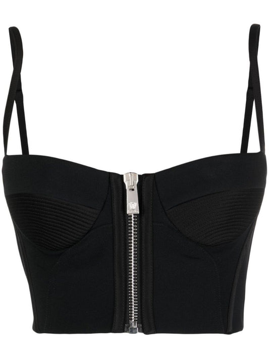 Black Zip-up Bralette Top